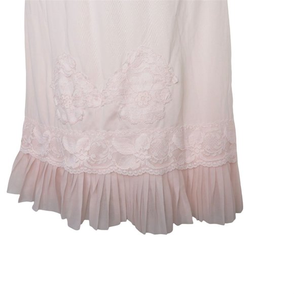 Vintage 60s Nani Flower Half Slip Pink Accordion Pleated Lace Hemline Glam PinUp - Picture 3 of 10